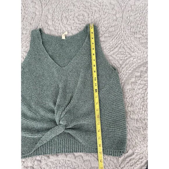 Wish List Green Knitted Twist-Front Tak Top Sleeveless V-neck Women's Sz L - Picture 2 of 7